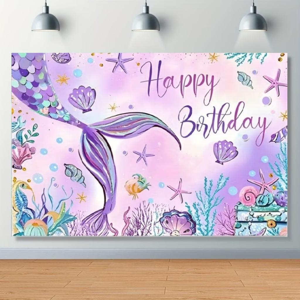 Mermaid Backdrop Girls Princess Birthday Party Decoration Background Under The Sea Photography Supplies Kids Baby Shower Banner