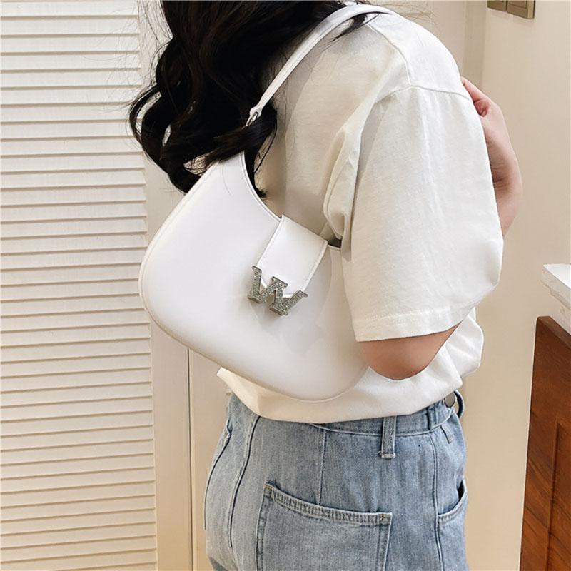 Fashion Simple New Jelly Bag Diamond Buckle Pop Candy Color Moon Bags Daily All-Matching Underarm Single Shoulder Crossbody Pack
