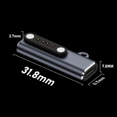 Effizienter Ladeadapter USB C auf 2-Pin/4-Pin 7,62 mm für Knochenschall-Kopfhörer Aluminium-Design mit LED-Licht
