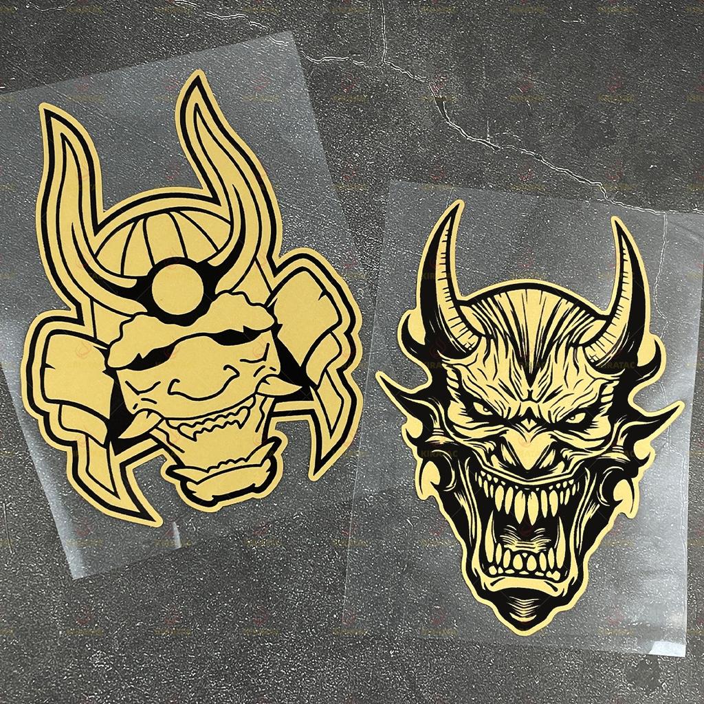 1 Stück Gold Motorrad Dämon Aufkleber Wasserdicht für Motorrad Verkleidung Heckkoffer Autofenster Roller Karosserie Universal Vinyl Aufkleber