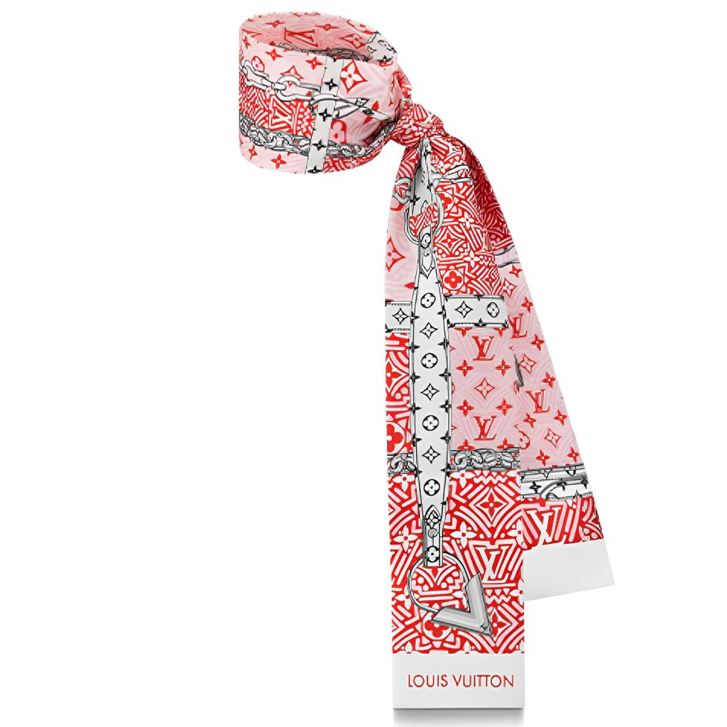 Louis Vuitton Lv Crafty Confidential Silk Hair Tie Scarf Women accessories Red M76496