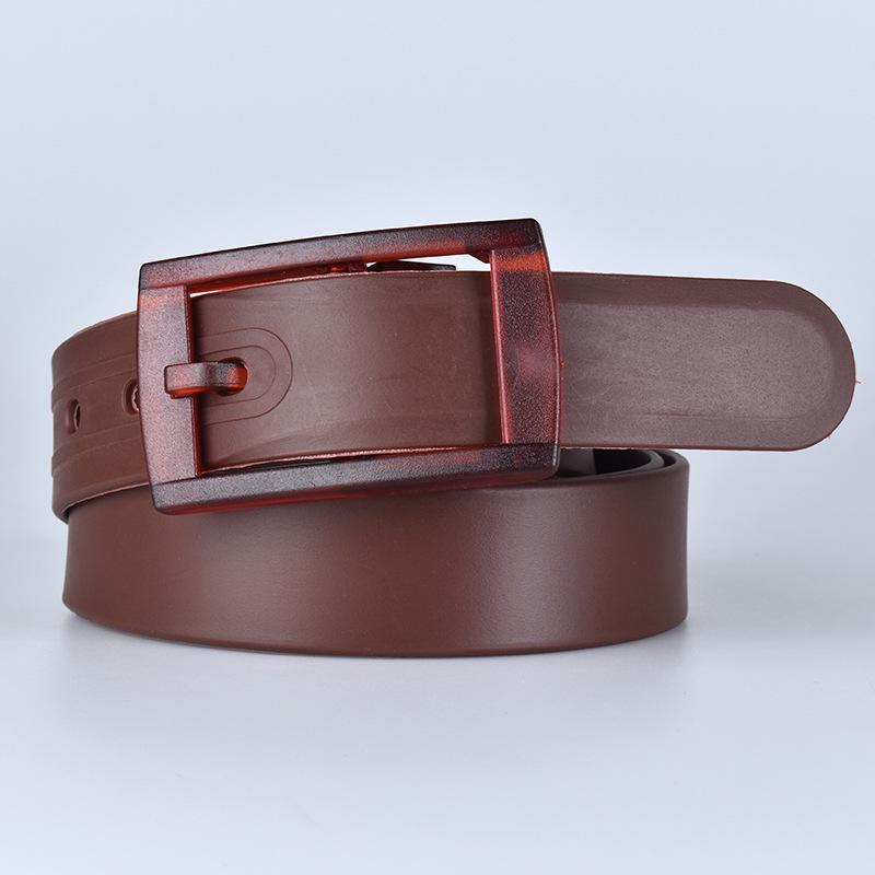 Cinturón Unisex de Hebilla de Pin de Silicona Colorida, Color Caramelo, Sin Metal, Blanco y Rojo.