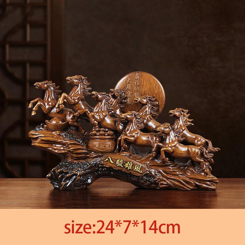 

Traditional Chinese Zodiac Horse Ornament Resin Horse Figurines Home Living Room TV Cabinet Office Wealth Luck Feng Shui Decor
