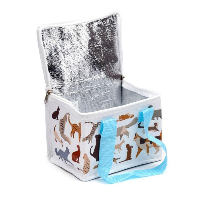 Insulated Lunch Bag Cat Design Waterproof 15x20x14 cm Lunch Tote Portable Thermal Cooler for Adults Kids