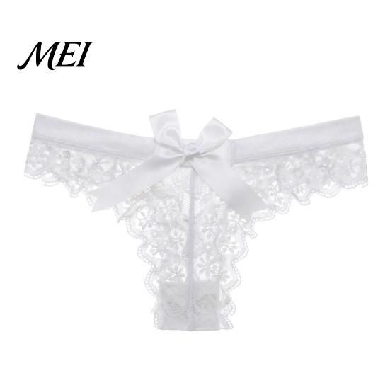 Stretch Fit Thong Panties Women's Sexy Sheer Lace Thong, Cheeky See Through Underwear, Skin-friendly High Waist T Back with Bow Women Underwear