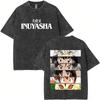 T-shirt Vintage Lavata Anime Inuyasha Sesshomaru Merch Uomo Donna Casual Oversize T-shirt Uomo Divertenti Cartoni Animati Harajuku T-shirt