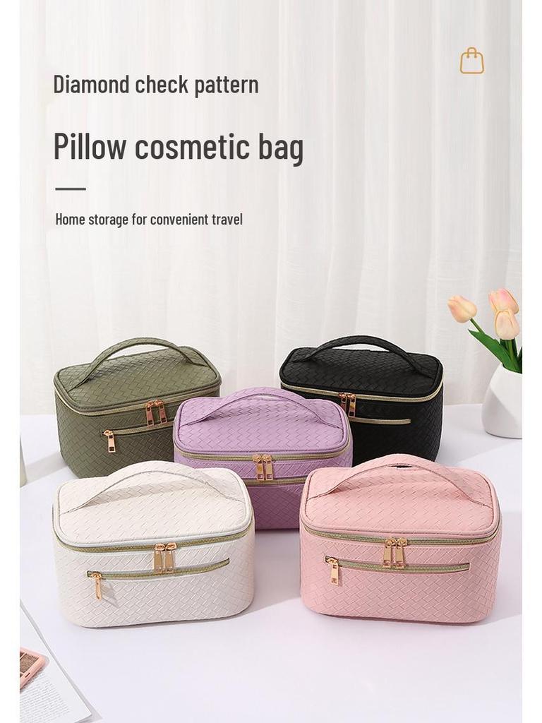 Woven Texture Multifunctional Waterproof Tote: Large-Capacity Handbag & Makeup Bag for Travel