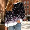 Women's Casual Comfortable Floral Print Long Sleeve Top for Fall and Winter Wear