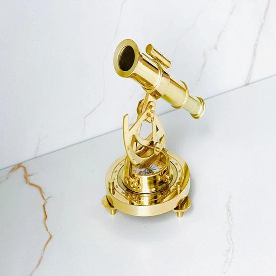 13.97 Cm Brass Alidade Telescope Compass Nautical Navigation Gift Maritime Surveyor Collectible Desk Decor