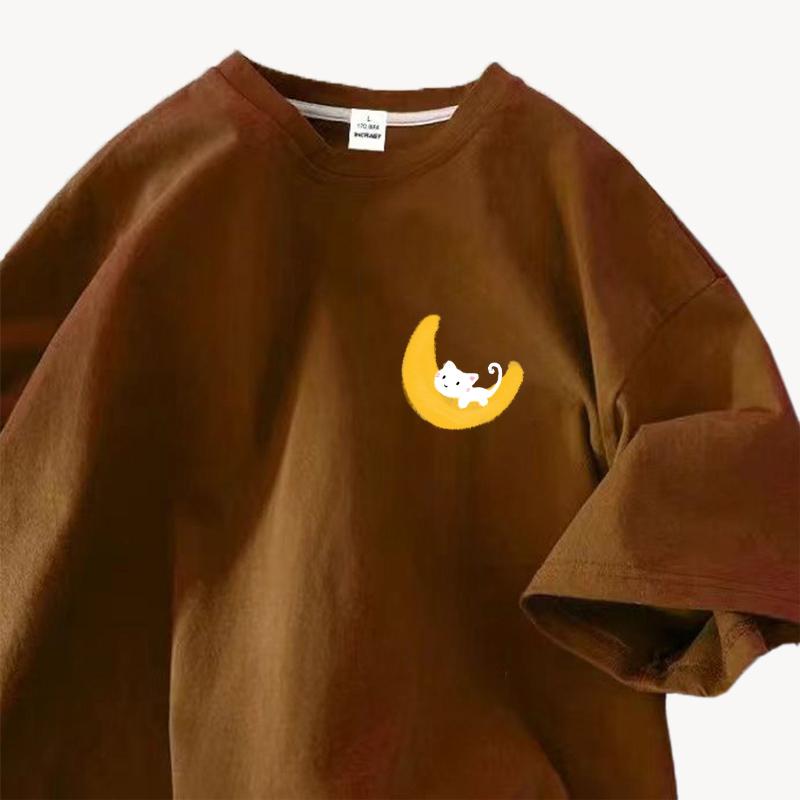 Cotton Short-sleeved T-shirt Female Summer Korean Version of The Loose Round Neck Printed Tops Trend Women's