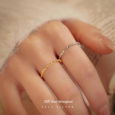 Banyan Tree S925 Silver Hollow Open Ring - Elegant, Stackable Design for Women