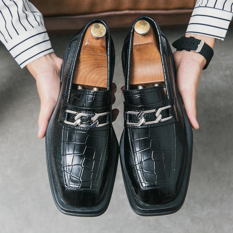 Men's Penny Loafer White Dress Shoes Wedding Thick Sole Height Increase Casual Brown Leather Prom Party Disco Shoes Plus Size