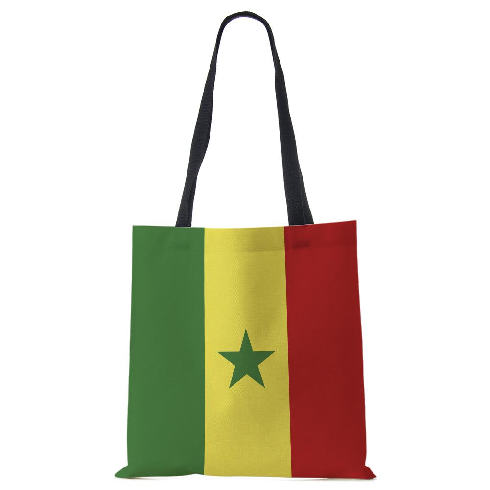 World Cup Flag Women Handbag Linen Totes Casual Traveling Beach Gift Bags CLE