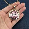 Retro 1978 Vintage Men's Floral Pattern Limited Birthday Clavicle Chain Jewelry Necklace Pendant