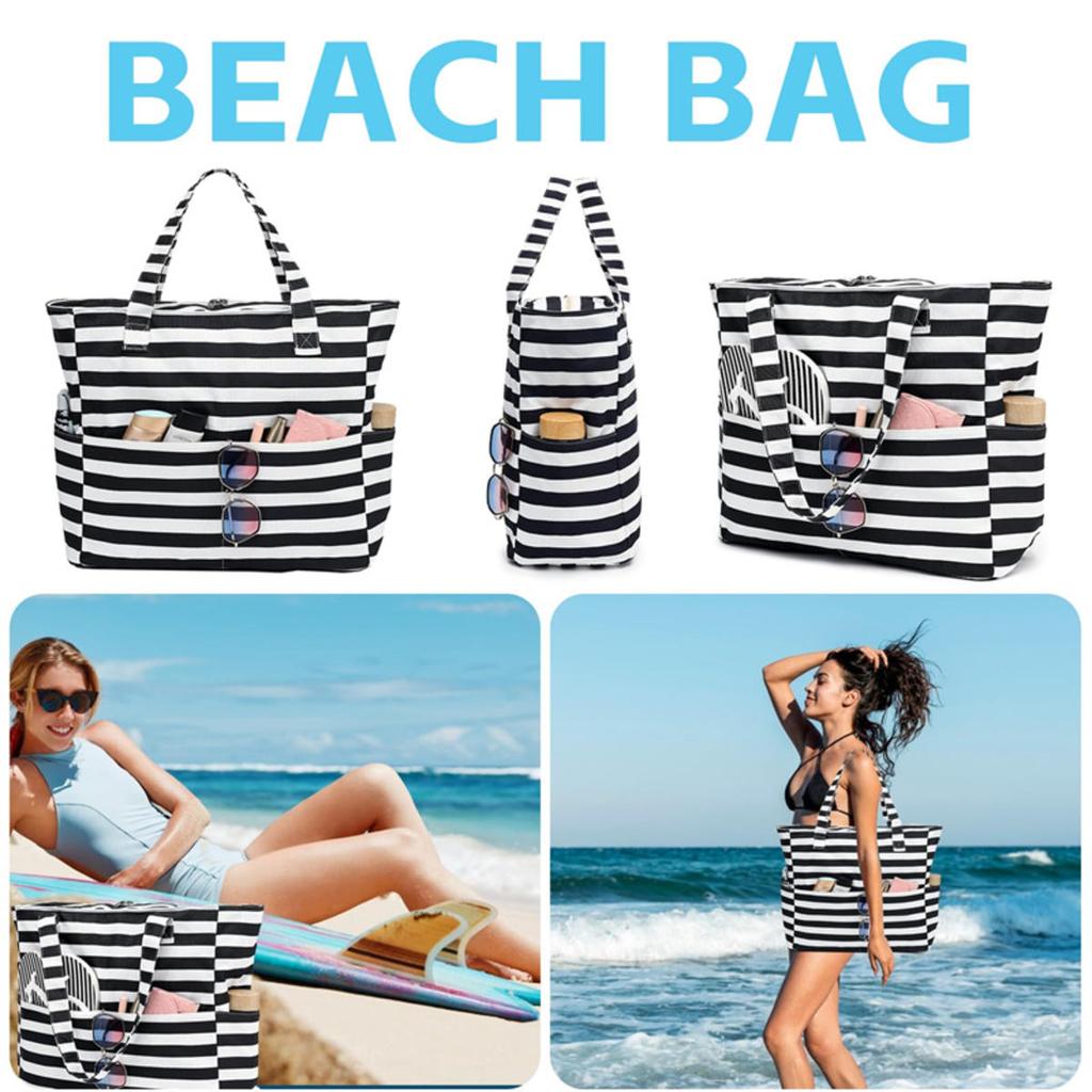 Beach Tote Bag Waterproof Foldable Large Capacity Lightweight Portable Travel Storage Bag for Outdoor Swimming Vacation
