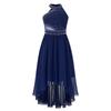 Kids Girls Shiny Rhinestone Party Dress Sleeveless Ruched Chiffon Dress High Waist Elegant Evening Formal Prom Dresses