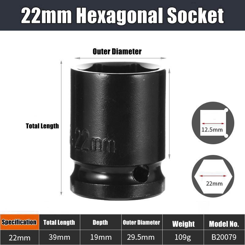 1/2" Drive Deep Impact Socket Set Drive Metric Wrench Black Socket Deep Impact Socket Pneumatic Wrench Head Tire Removal Tools