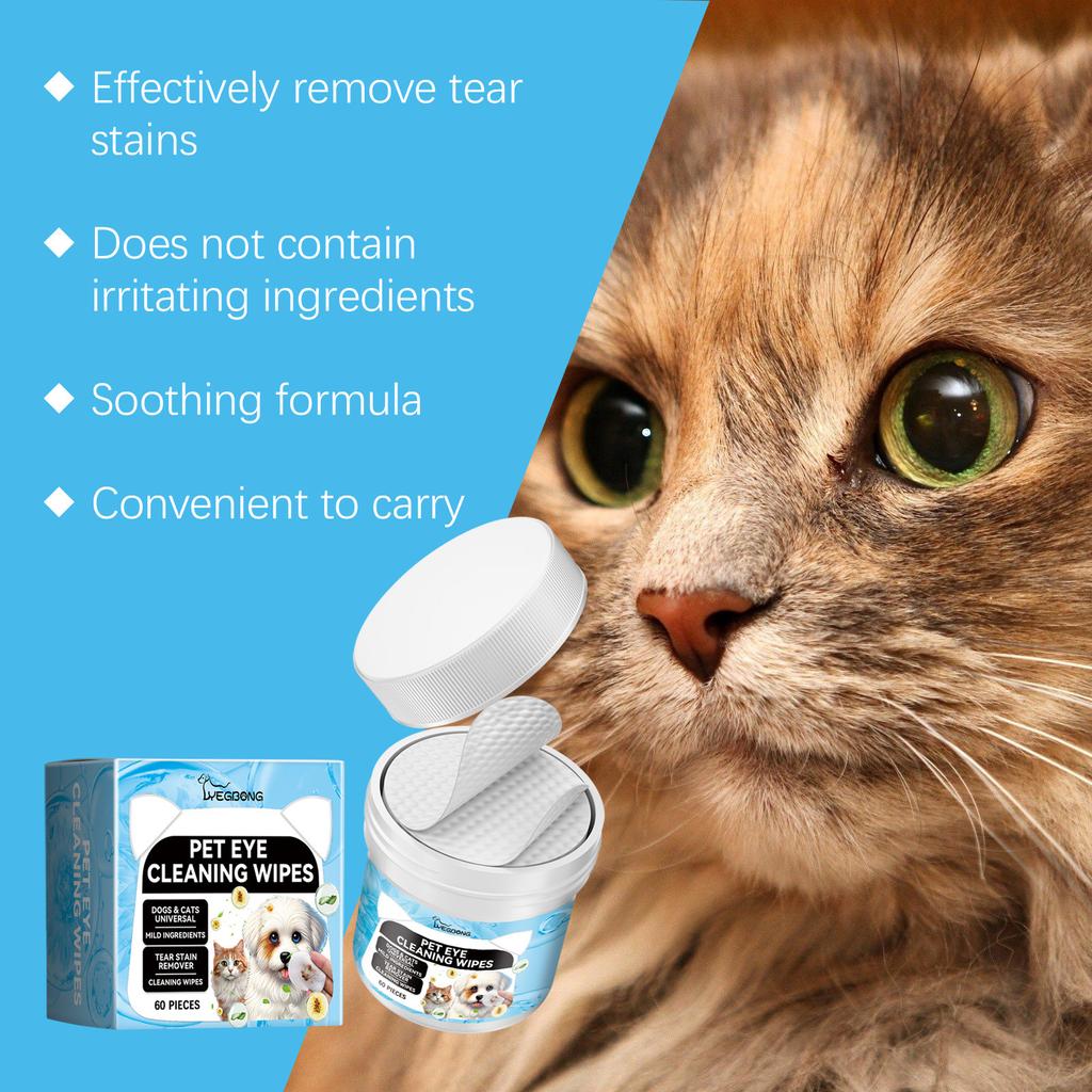 Yegbong Hypoallergenic Eye Wipes for Dog & Cats, Plant-Based Tear Stain Remover for Discharge, Crust, Allergies, Itching, Unscented