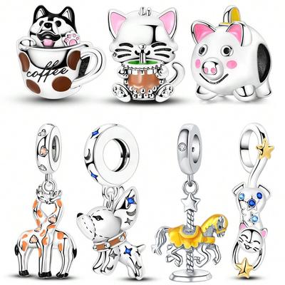 Charm Copper Colors Cute Cats Puppies Bead For Original Bracelet Diy Beads Charms Jewellery Making Gift For Women Styfne