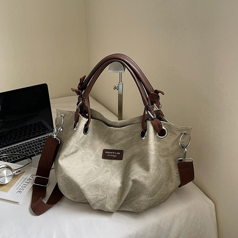 Retro Casual Handbag Stylish Tote Bag Color-blocked Zipper Shoulder Bag Class Commuting Crossbody Bag High-quality Pu Travel Bag