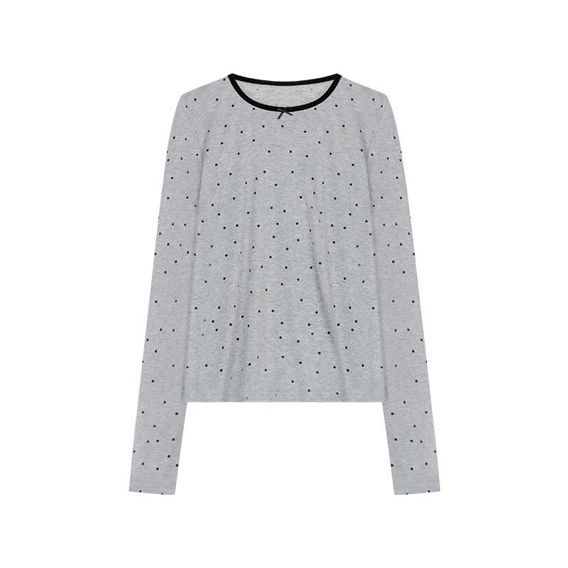 

Женская облегающая футболка с длинным рукавом контрастного цвета, коллекция осень 2024 г. L серый