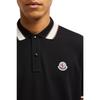 Moncler Logo Striped Trim Short Sleeve Polo Shirt Men Polo Shirts Black J20918A0001889A16999