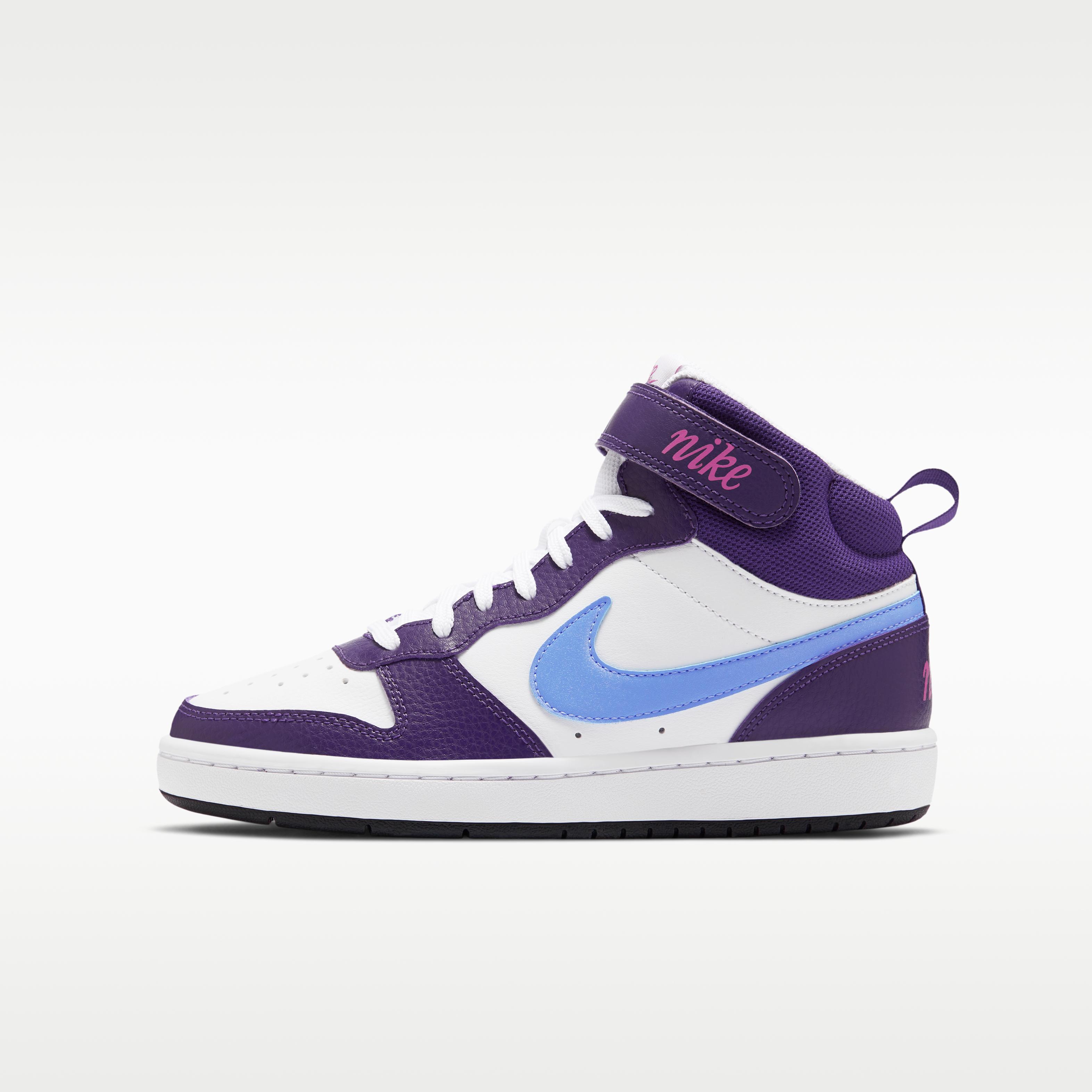 Nike Court Borough Mid 2 White Eggplant Royal Pulse (GS) 38.5