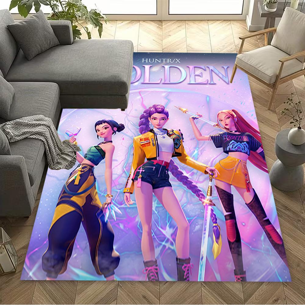 Huntrx: Neon Heroes Carpet Perfect for Dormitory Bedrooms Kitchen Balcony Anti-slip Rug Anime Office Decor Birthday/Christmas Gift