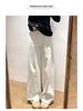 Women's White Wide-Leg Pants - Spring/Autumn 2025, Loose Cotton-Linen Denim, Floor-Length Casual Style