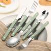 30-teiliges Besteckset Acrylgriff Messer Gabel Set Edelstahl Abendessen Grün Silber Westliches Essgeschirr Heimküchen Besteck