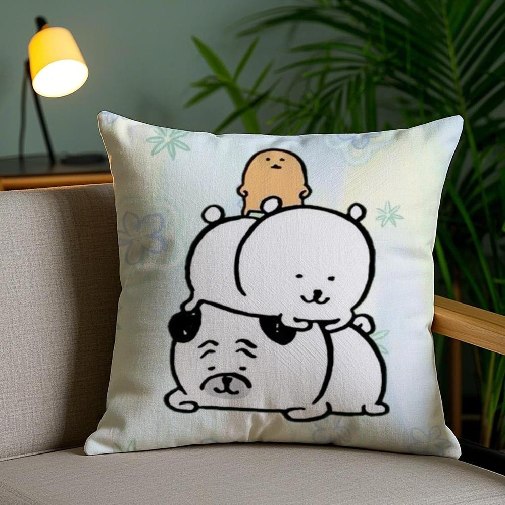 Cute J-Jokes Bear Cushion Cover Soft Short Plush Double-Sided Printing Home Decor Machine Washable Pillow Case Gift