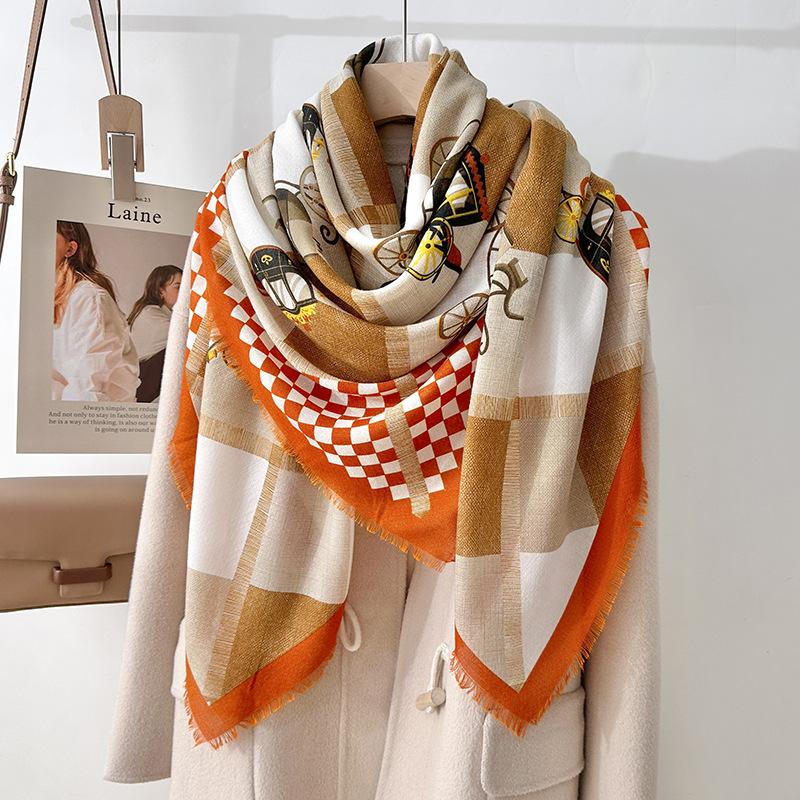 

Женская мода, хлопок и лен с принтом, с большими квадратными полотенцами, дизайн в стиле кондиционируемого помещения, трендовый стиль и шаль сверху. 130*130