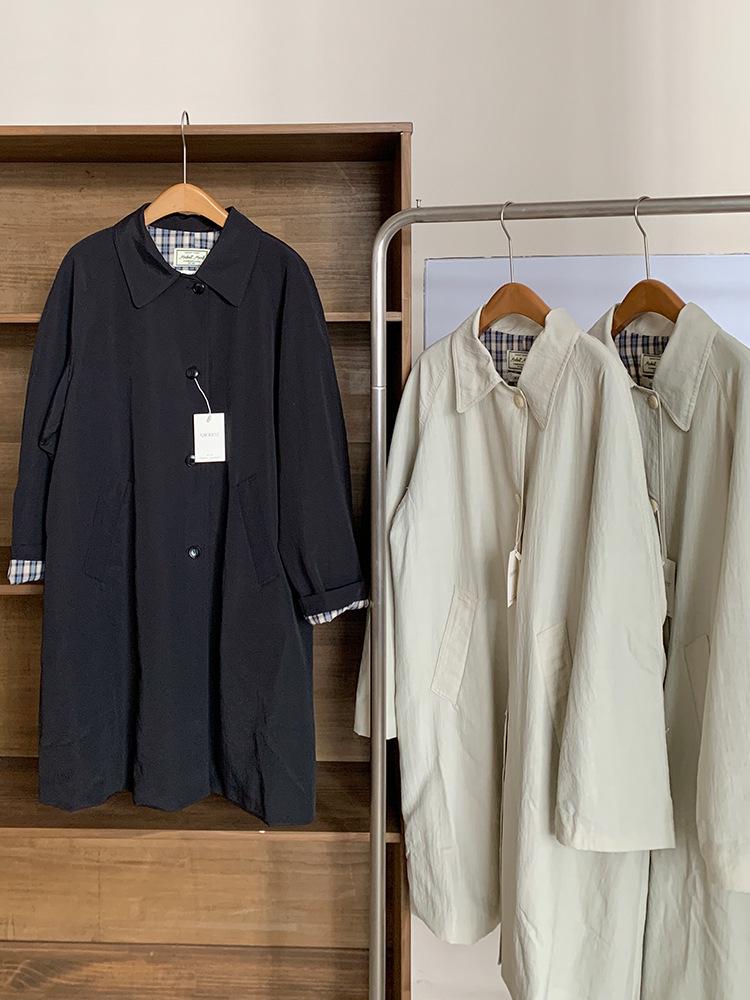 Einfarbiger mittellanger einreihiger Damen-Trenchcoat im koreanischen Stil - Lässige, vielseitige und figurbetonende Oberbekleidung