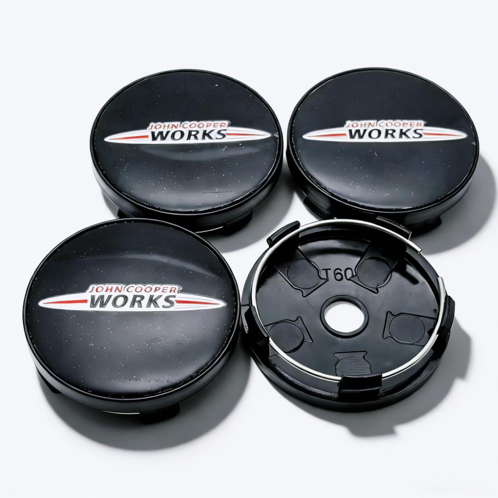4pcs John Works Cooper Logo Emblem Car Wheel Center Caps 60MM Clips 56MM Wheels Hub Cap Rim Hubcaps Dust Cover Car Accessories