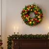 LED Lighted Christmas Door Wreath 8 Modes Hanging Decor Garland Timer Pine Decorations Wreath for Front Door Wall Windows Mantle