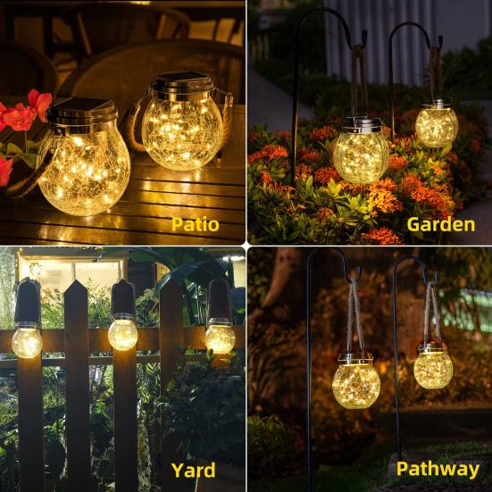 Solar Lantern Lights Waterproof Flickering Flame Garden Light Decorative Solar Hanging Lantern with 2 Modes for Yard Patio Decor