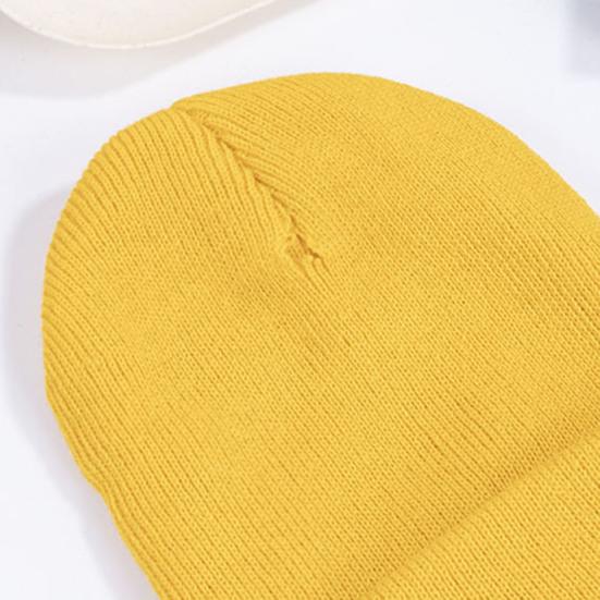 Unisex Knitting Hat Solid Color Men Women Brimless Hat Winter Soft Breathable Warm Stretchy Hat Outdoor Wear