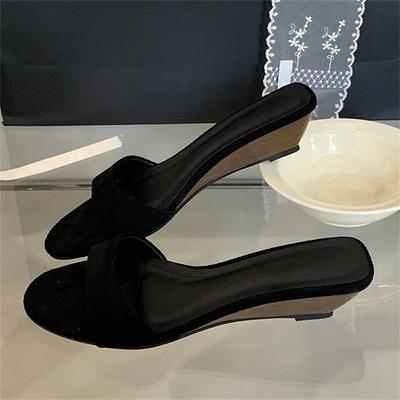 Summer Fashion Open Toe Women Slippers Design Comfortable Wedges Low Heels Dress Female Slide Shoes Zapatos De Mujer