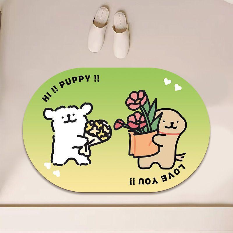 

Милые линии щенок ванная впитывающий нескользящий быстросохнущий коврик туалет входная дверь коврик для ног 40*60cm