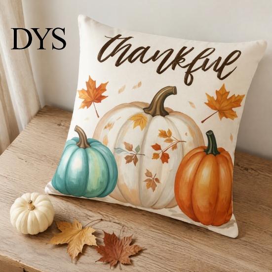 Autumnal Living Room Decor Fall Thanksgiving Throw Pillow Covers, Pumpkin Maple Leaf Cushion Cases, Autumn Washable Zippered Cases Harvest Decorative