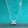 Sterling Moissanite Clover Pendant Necklace Women Delicate Floral Locket Chain Everyday Chic Jewelry