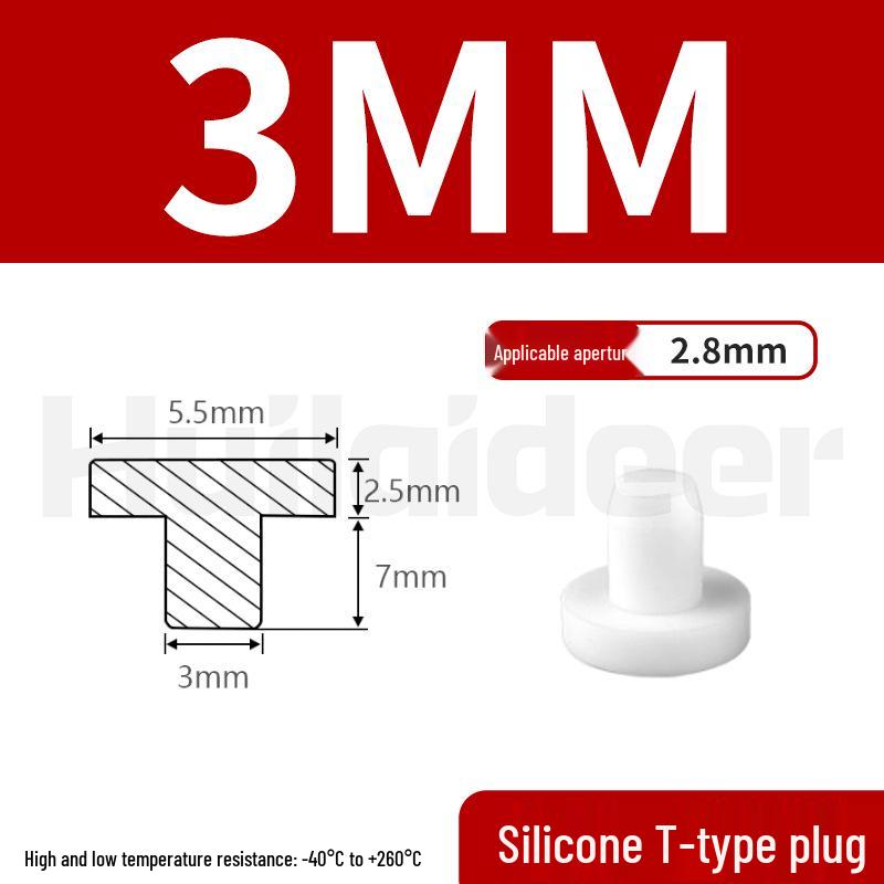 Черная Т-образная силиконовая резиновая пробка с резьбовым отверстием