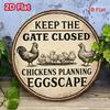 Funny Chicken Coop Warning Sign Vintage Farmhouse Wall Decor Keep Gate Closed Home Art
