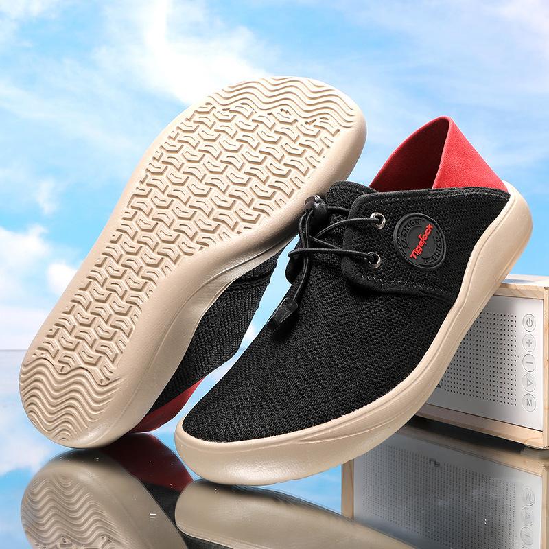 Neue Barfußschuhe mit breiter Zehenbox Herren Fliegengewebte atmungsaktive Sportschuhe Herren Fitnessschuhe Schnürschuhe Freizeitschuhe