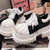 European genuine leather shell head lace-up color matching big head mango head JK small leather shoes loafers single shoes small women's shoes