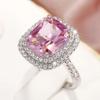 Aesthetic Pink Cubic Zirconia Engagement Rings for Women Luxury Silver Color Band Temperament Sweet Lady's Party Jewelry