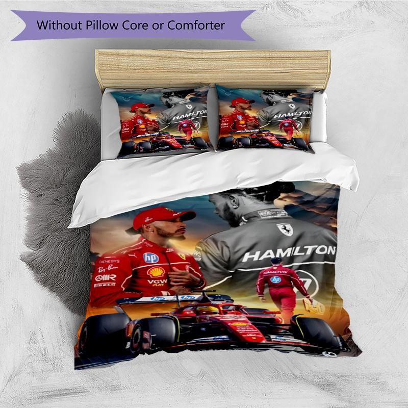3pcs Duvet Cover Set (1*Duvet Cover + 2*Pillowcase, Without Core), F1 Racing Driver Print Bedding Set, Bedroom Decor, All‑Season, Gift