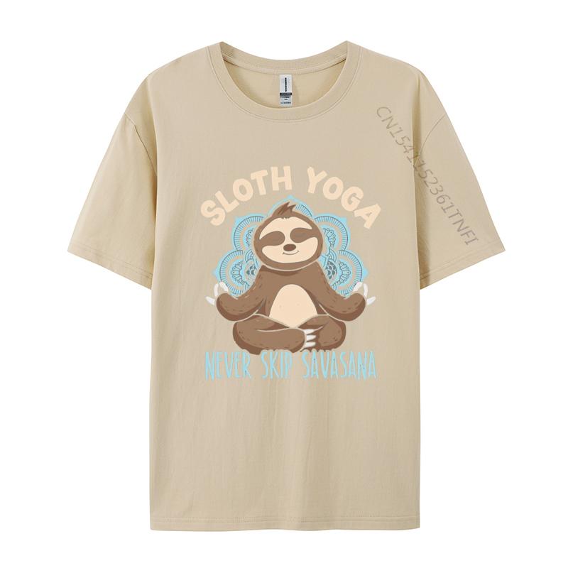 Sloth Yoga Never Skip Savasana Fitnes Tshirts Men Cotton Printing TShirt Fashion Tshirt Gothic Animes