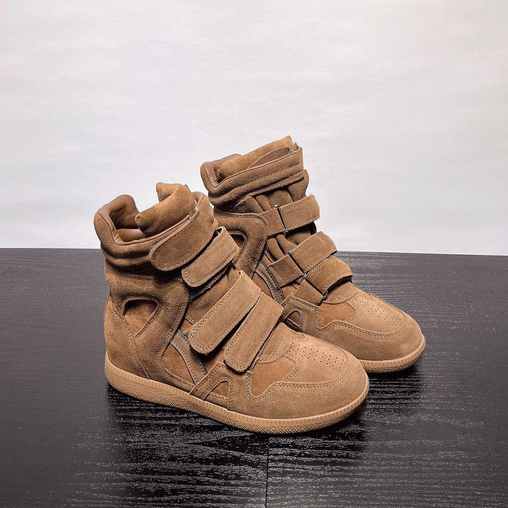 Leather high-top shoes for women's 2025 autumn new brown versatile small thick-soled heightening casual sports board shoes tide