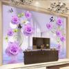 Photo Wallpaper For Walls 3D Stereoscopic Purple Rose Flowers Living Room Sofa TV Background Wall Mural Home Decor Modern
